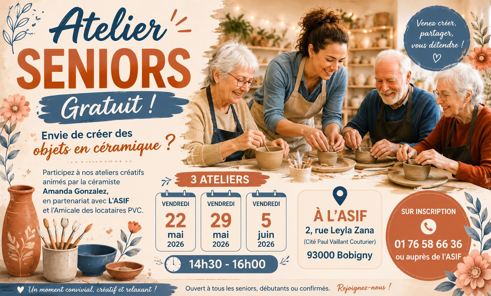 Atelier seniors, envie de créer des objets en céramique ?